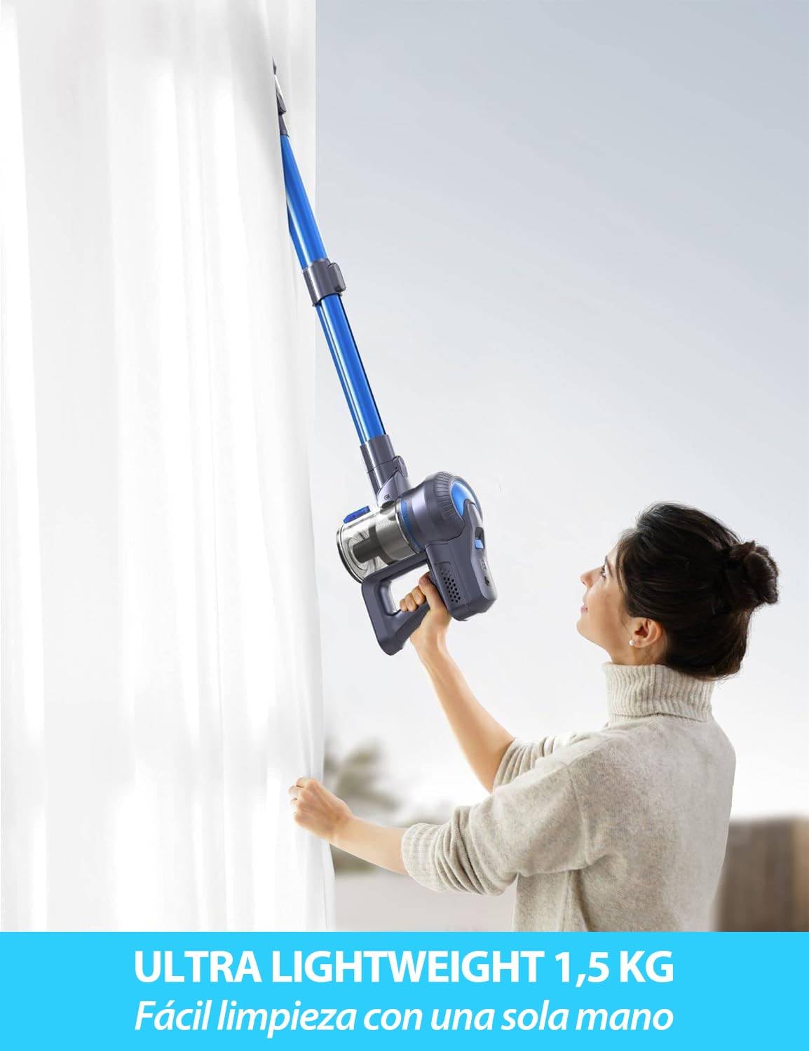 Aspiradora inalámbrica Greenote, 23 kPa, escoba inalámbrica 6 en 1, potente aspiradora inalámbrica de 200 W con luz LED, hasta 35 minutos de autonomía, aspiradora de mano para el hogar