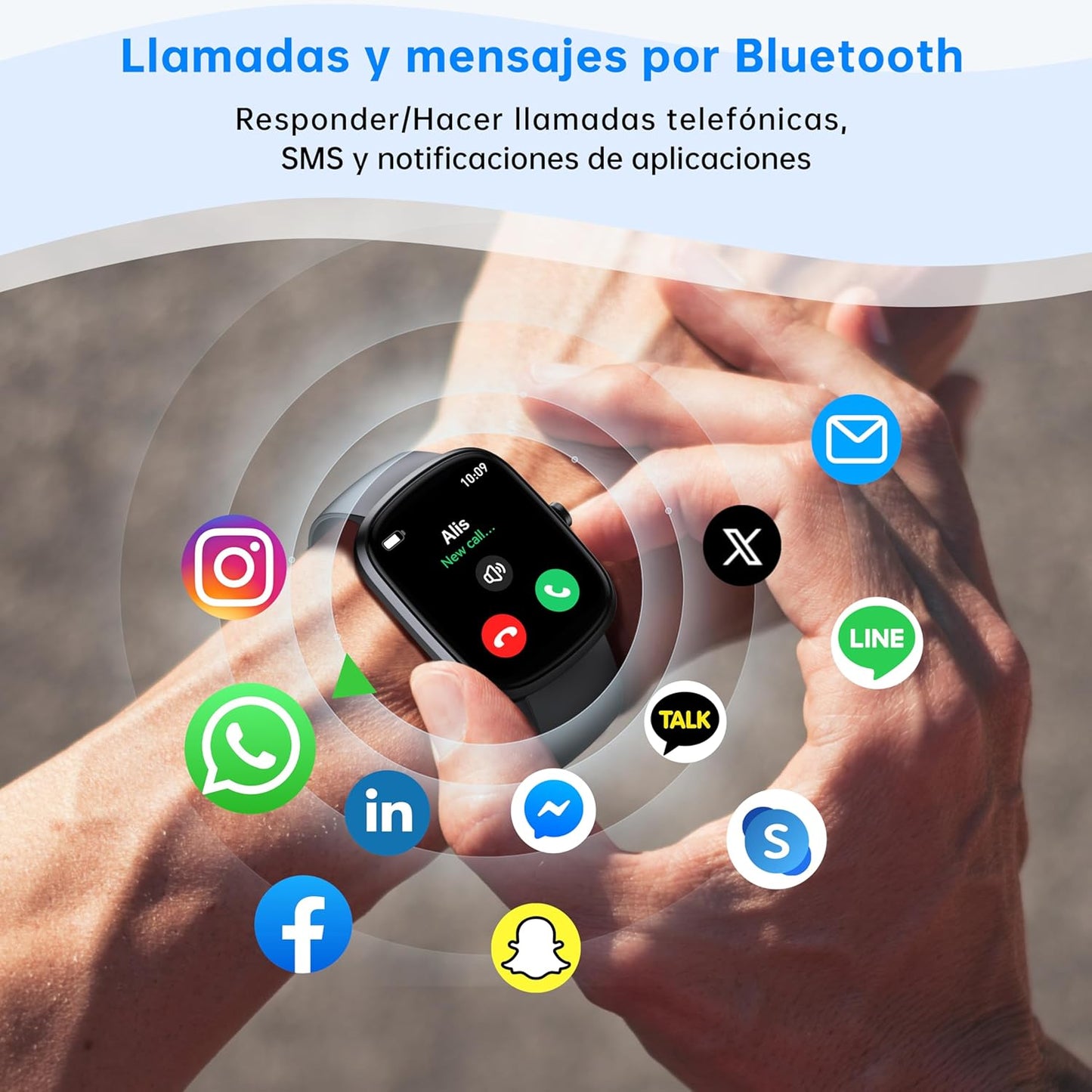 OUKITEL Reloj Inteligente Hombre Mujer, 1.91" HD Smartwatch Hombre Mujer con Llamadas Bluetooth, 140+ Modos Deportivos Smart Watch, SpO2/Pulsómetro/Monitor de Sueño, IP68 Impermeable para Android iOS