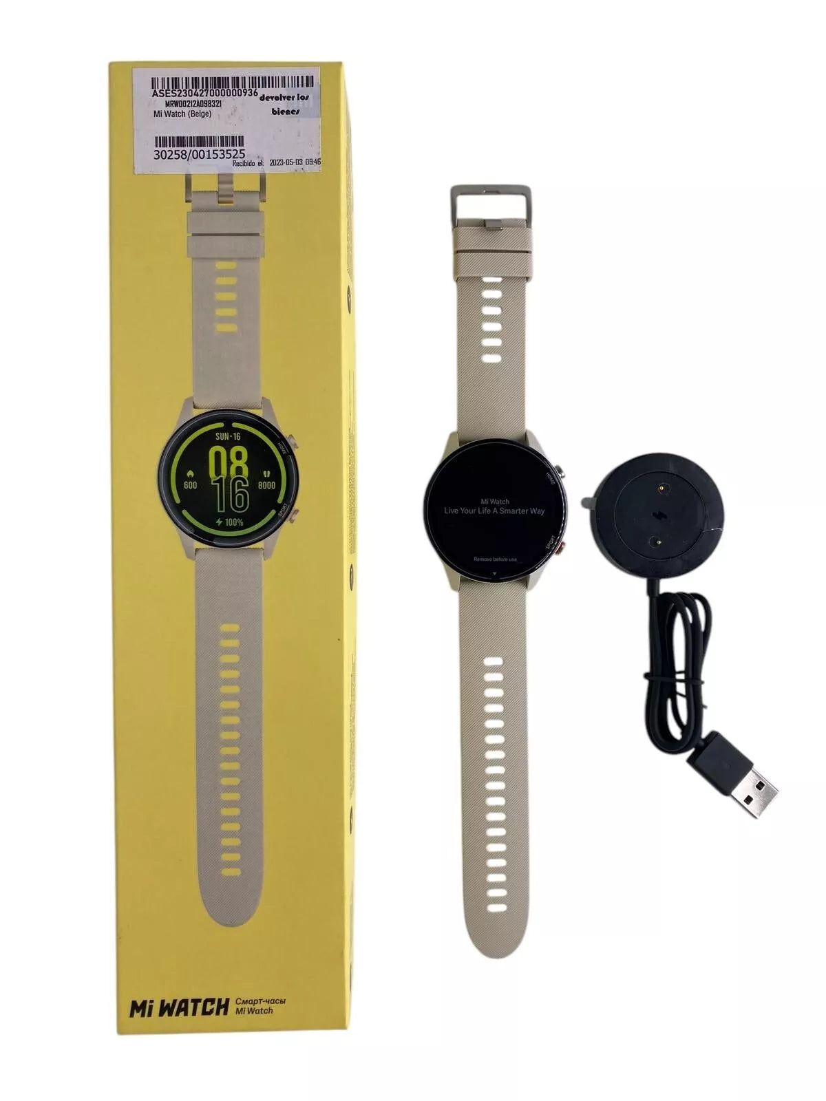 Reloj inteligente original Smartwatch Xiaomi Mi WATCH Pantalla 1.39" AMOLED Blanco Abierto sin usar