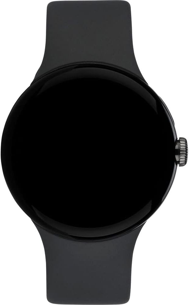 Google Pixel Watch: reloj inteligente Android con monitor de actividad y análisis. Caja de acero inoxidable negro mate con correa deportiva negra volcánica y LTE.