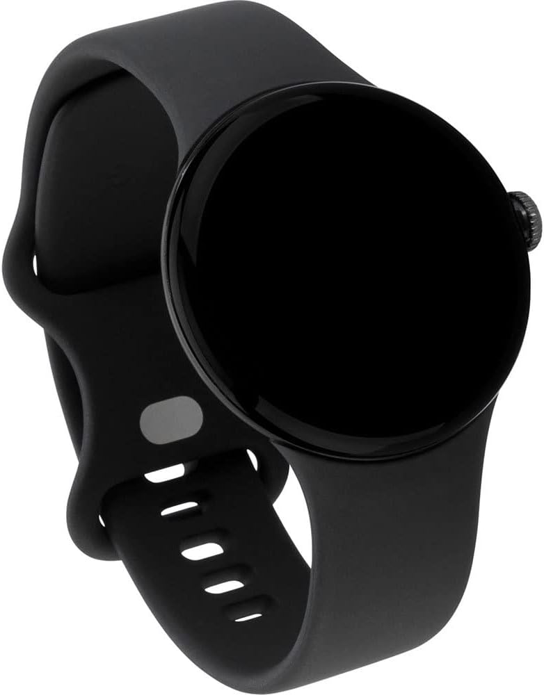 Google Pixel Watch: reloj inteligente Android con monitor de actividad y análisis. Caja de acero inoxidable negro mate con correa deportiva negra volcánica y LTE.