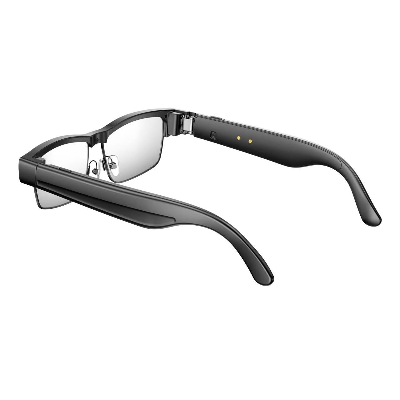 Gafas Inteligentes con el cristal transparente, Cámara HD, Bluetooth 5.4, Batería de 220 mAh, Altavoces Estéreo con Bajos, Micrófono con Cancelación de Ruido, Detección de Uso