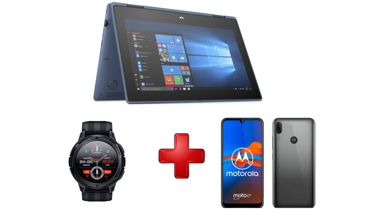 HP ProBook x360 11 G5 Azul 4GB RAM, 128GB SSD” AZUL SEMINUEVO+ MOTO E6 PLUS 64 GBS+ RELOJ ROBUSTO BT10