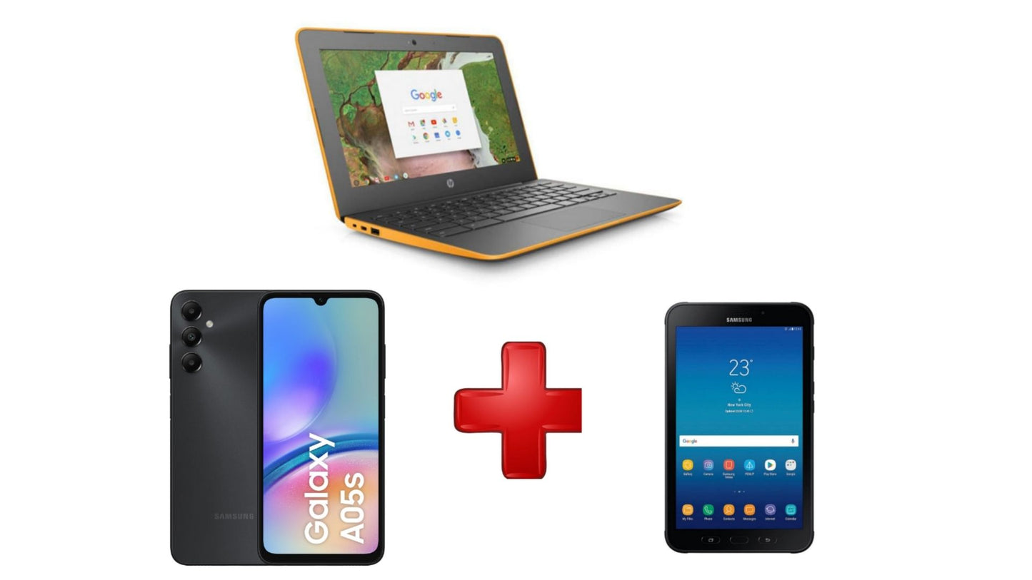 PACK SEPTIEMBRE ORDENADOR HP CHROME BOOK 11 G6 4RAM+32GIGAS+SAMSUNG Galaxy Tab Active 2, 16 GB+Samsung Galaxy A05s 4 GB RAM 128GB