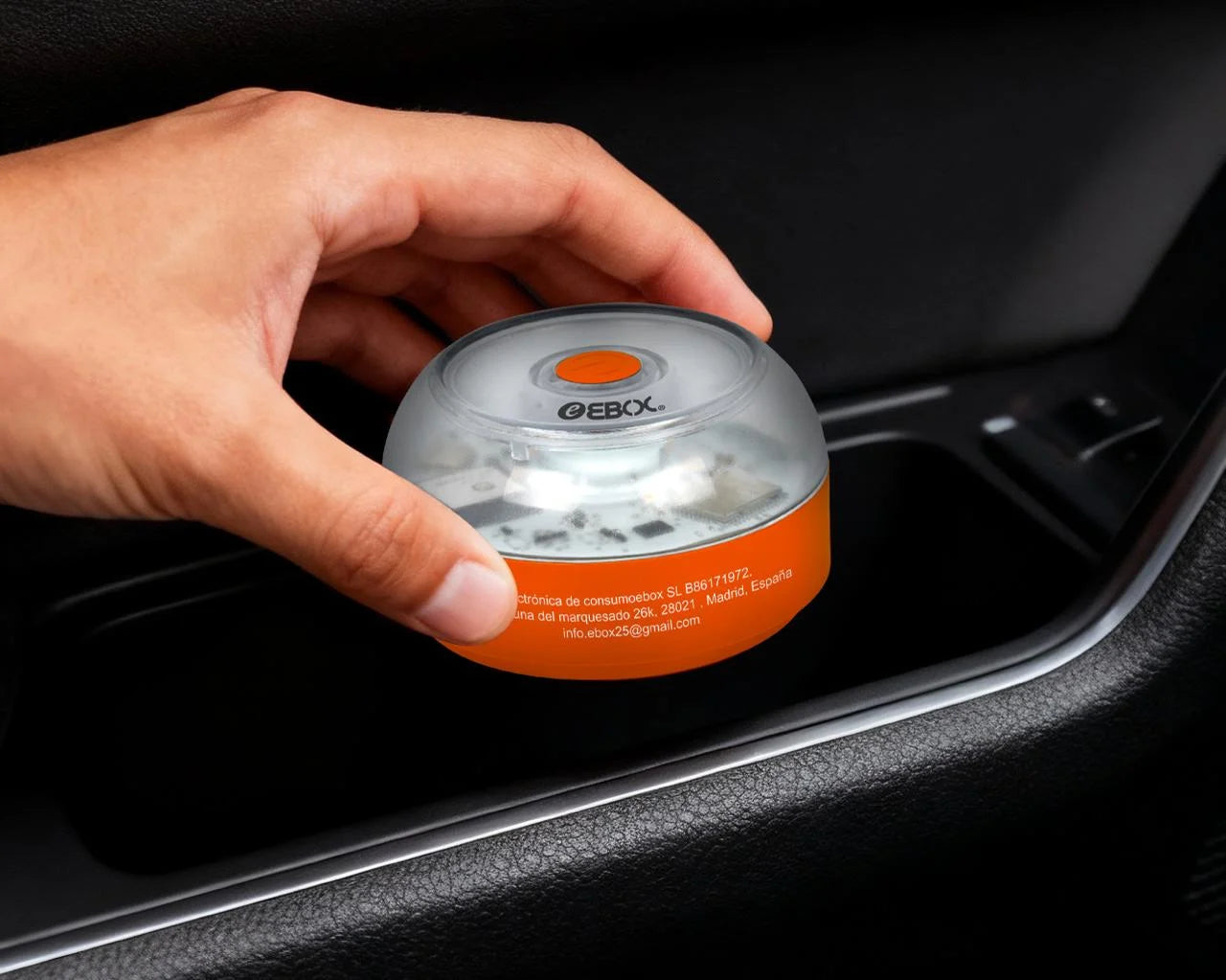 EBOX Luz Emergencia V16 Homologada DGT con Geolocalización, Baliza Coche Conectada DGT 3.0