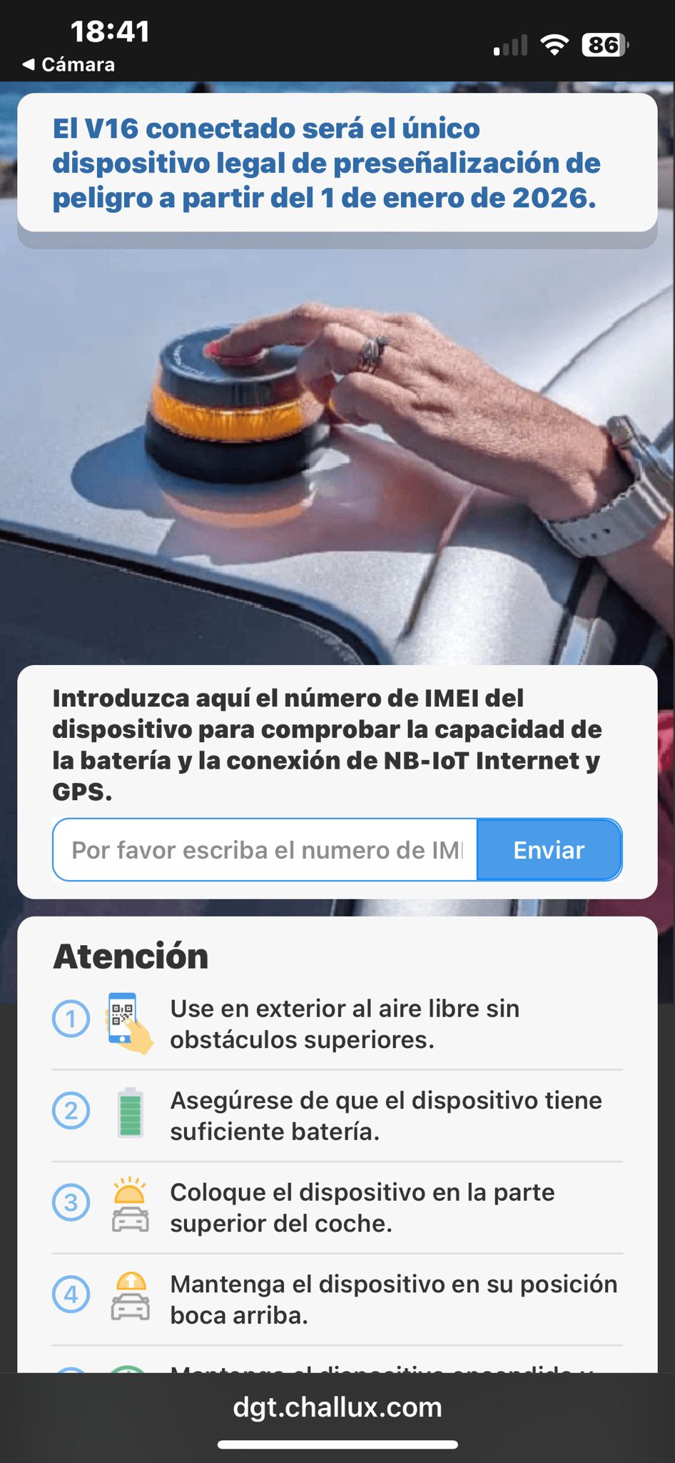 EBOX Luz Emergencia V16 Homologada DGT con Geolocalización, Baliza Coche Conectada DGT 3.0