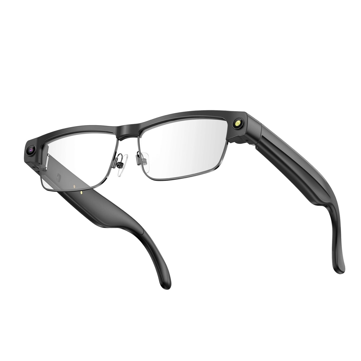 Gafas Inteligentes con el cristal transparente, Cámara HD, Bluetooth 5.4, Batería de 220 mAh, Altavoces Estéreo con Bajos, Micrófono con Cancelación de Ruido, Detección de Uso